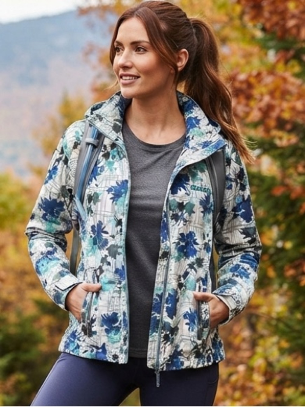 Bench Lightweight Jacket Blue Floral Size L